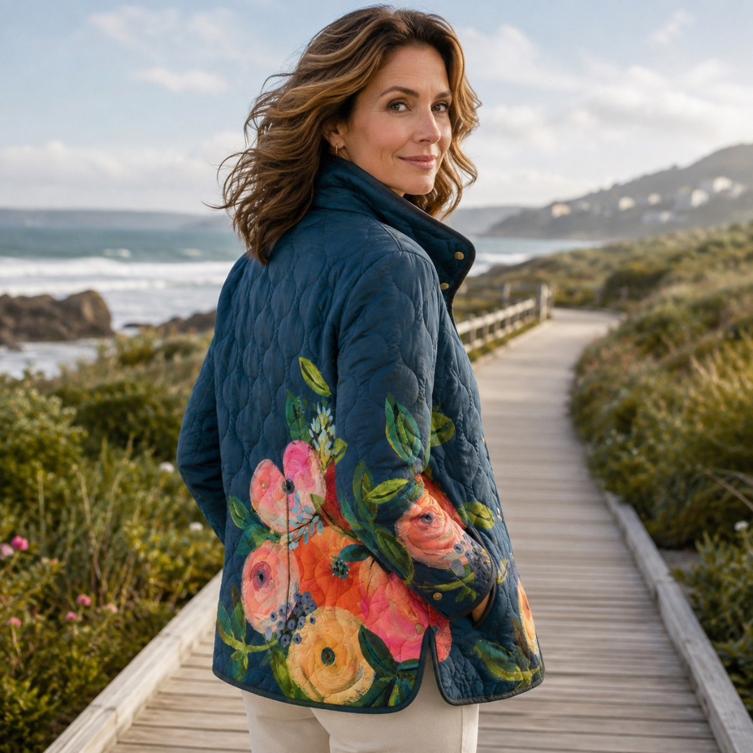 Amaya | Vintage Floral Print Quilted Jacket