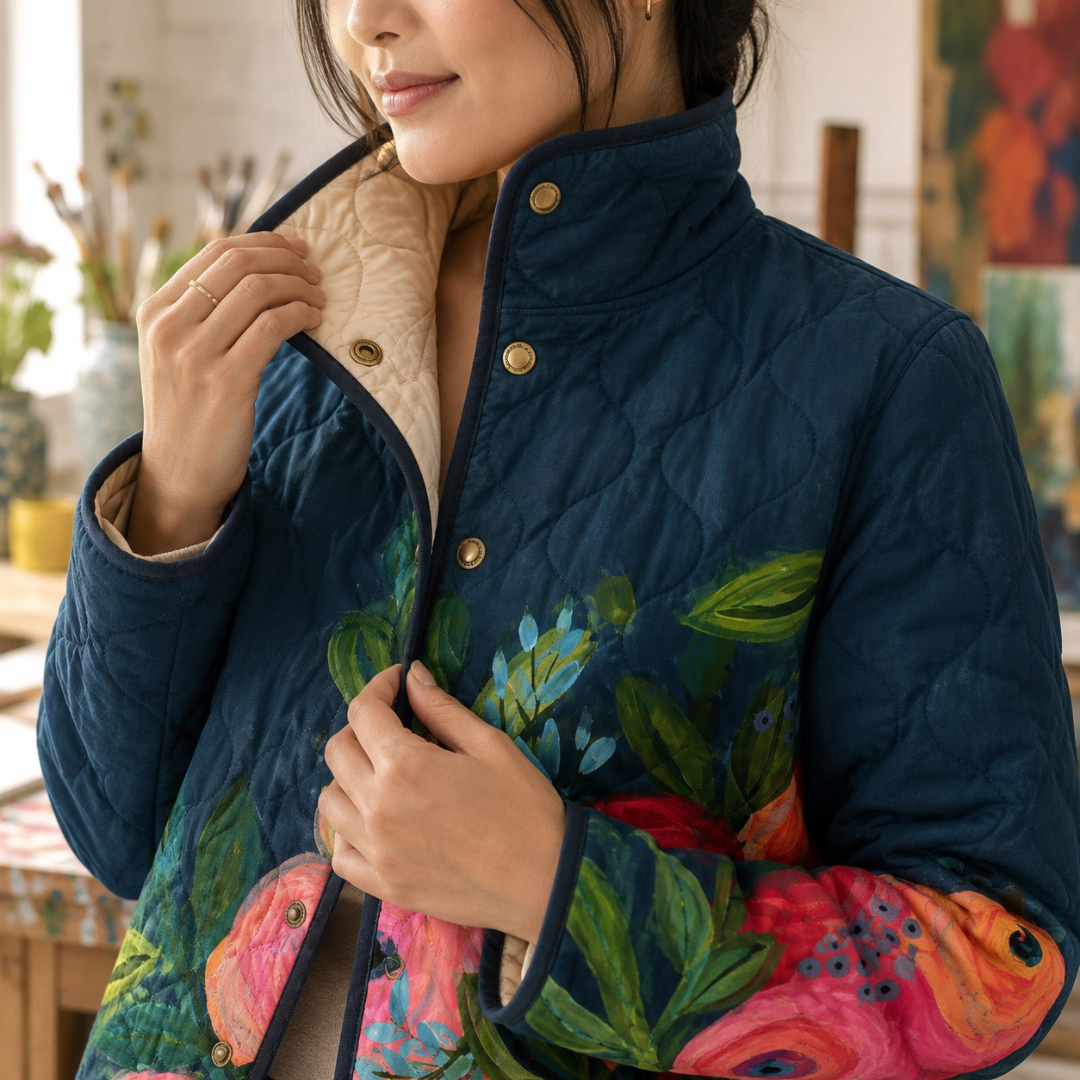 Amaya | Vintage Floral Print Quilted Jacket