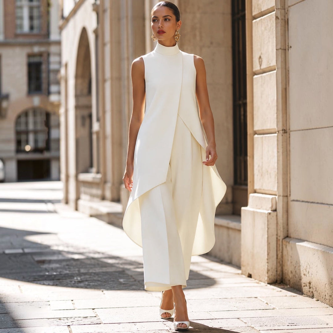 Valentina | Elegant Jumpsuit with a Draped High-Neck Top