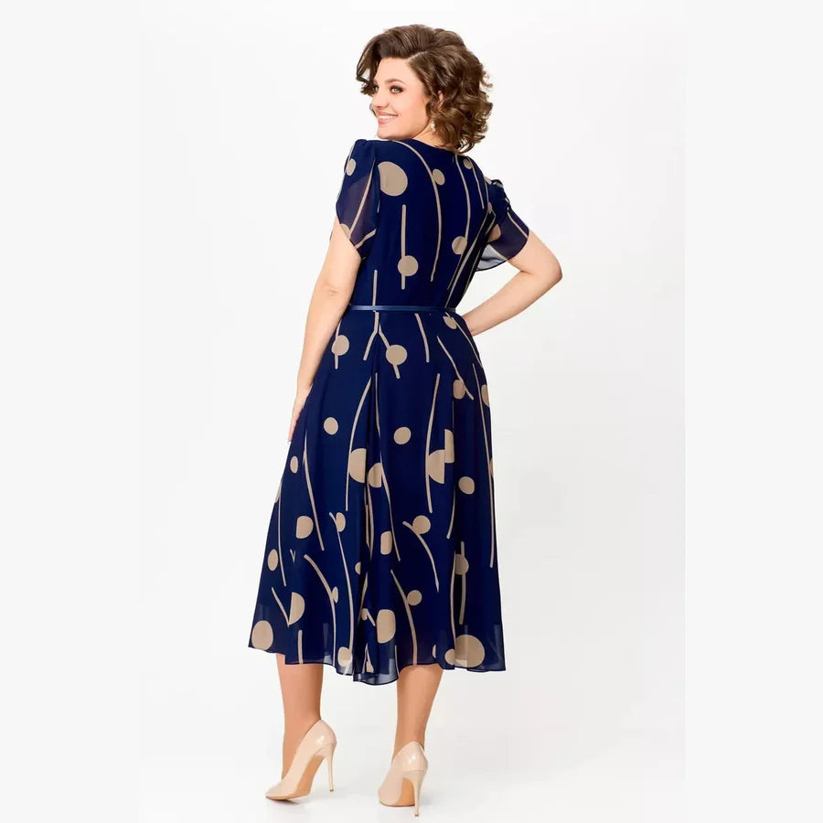 IVY | Navy Polka Dot Midi Dress