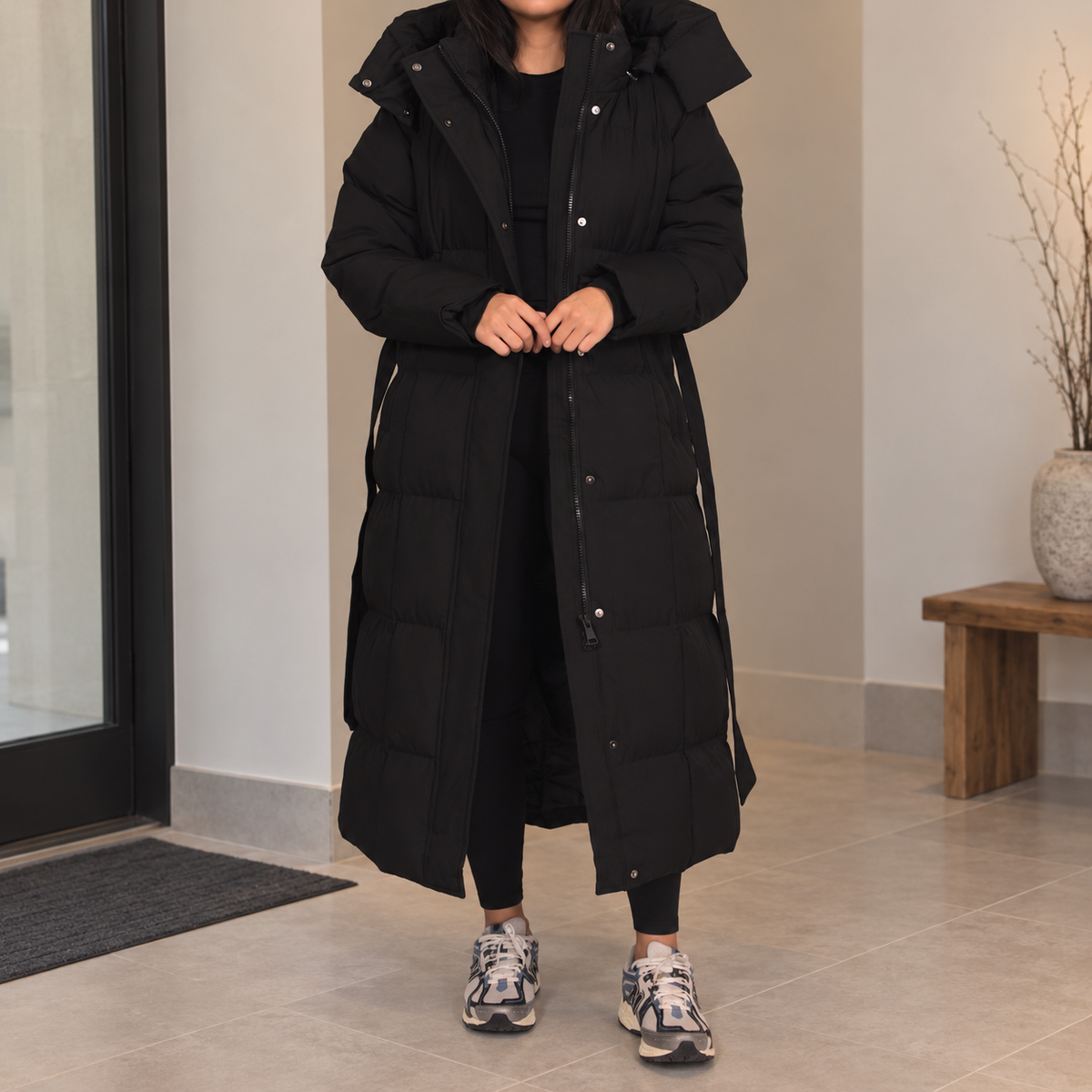 Hooded Puffer Longline Coat