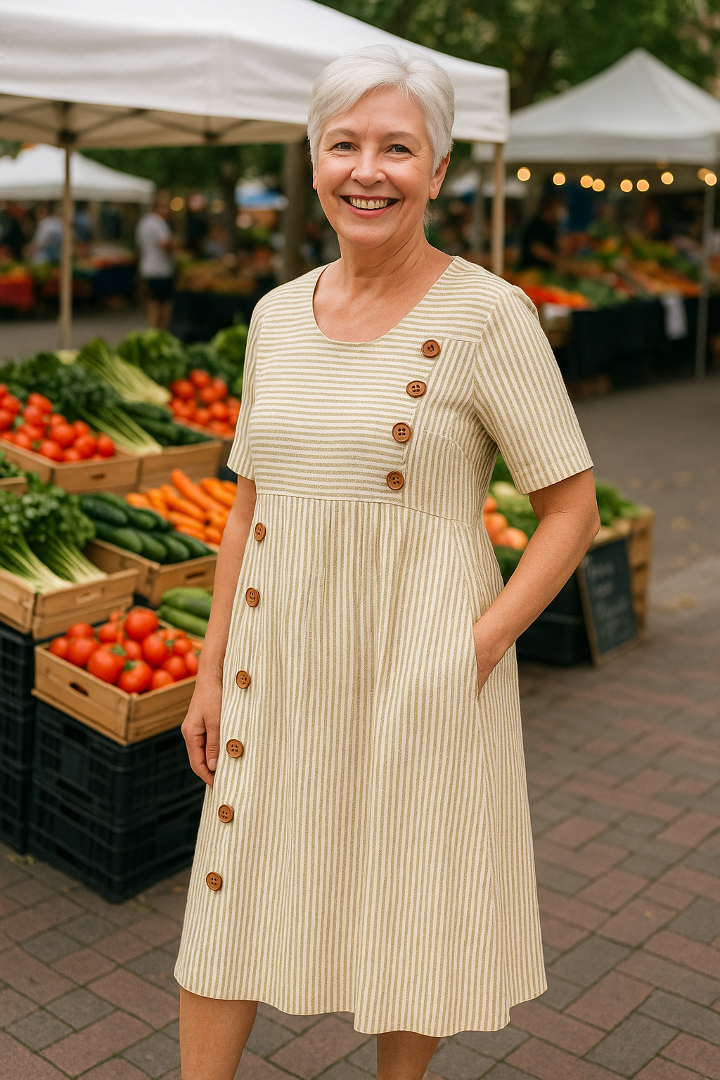 Brienne™ | Striped Midi Dress