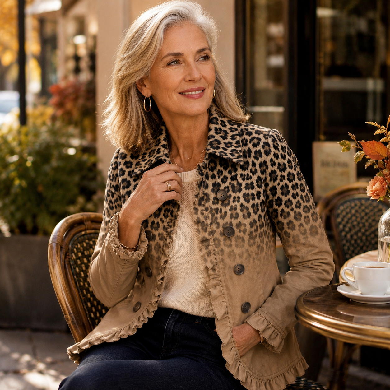 Tawny™ | Vintage Leopard Gradient Ruffle Jacket