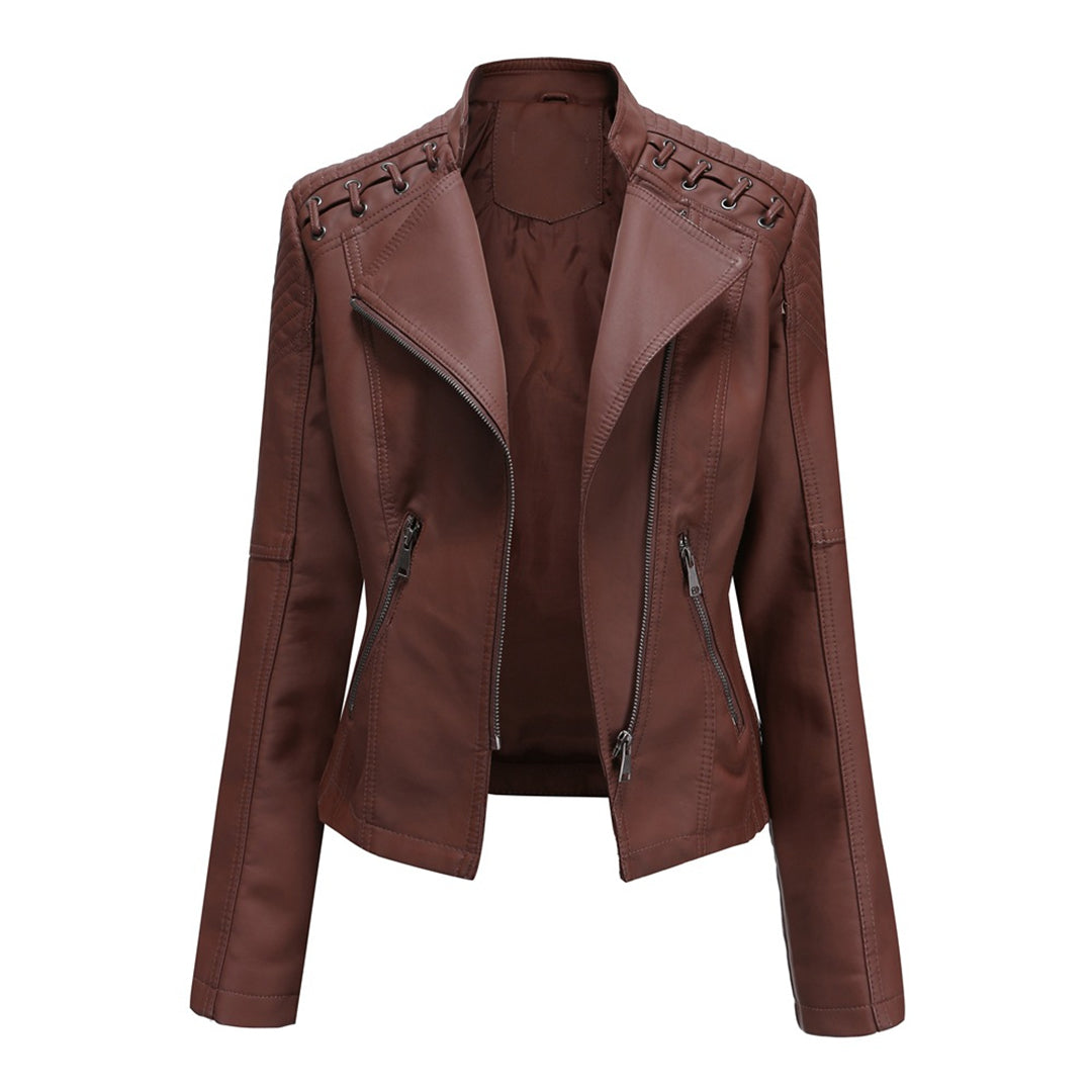 Marguerite™ | Women's Asymmetrical Grommet Moto Quilted Jacket