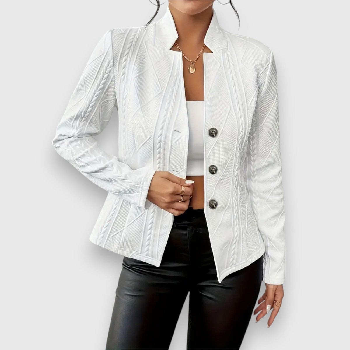 Scarlett | Women's Cable-Knit Mock-Neck Long-Sleeve Fitted Sweater