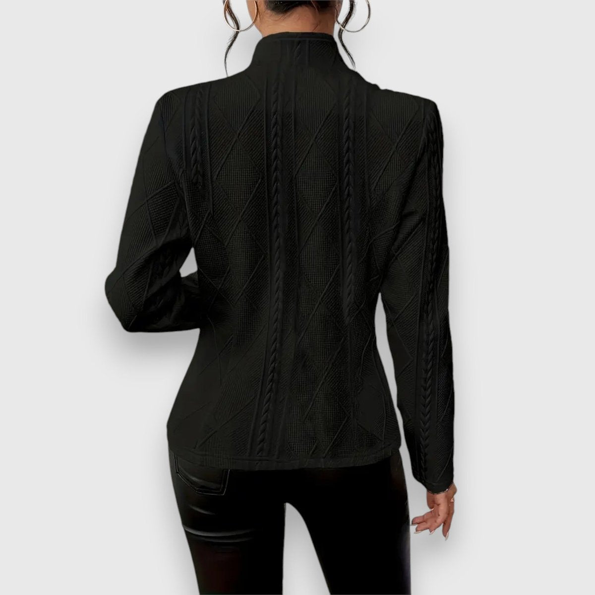 Scarlett | Women's Cable-Knit Mock-Neck Long-Sleeve Fitted Sweater