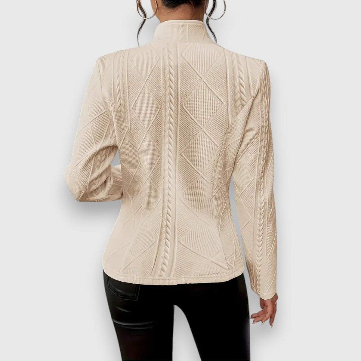 Scarlett | Women's Cable-Knit Mock-Neck Long-Sleeve Fitted Sweater