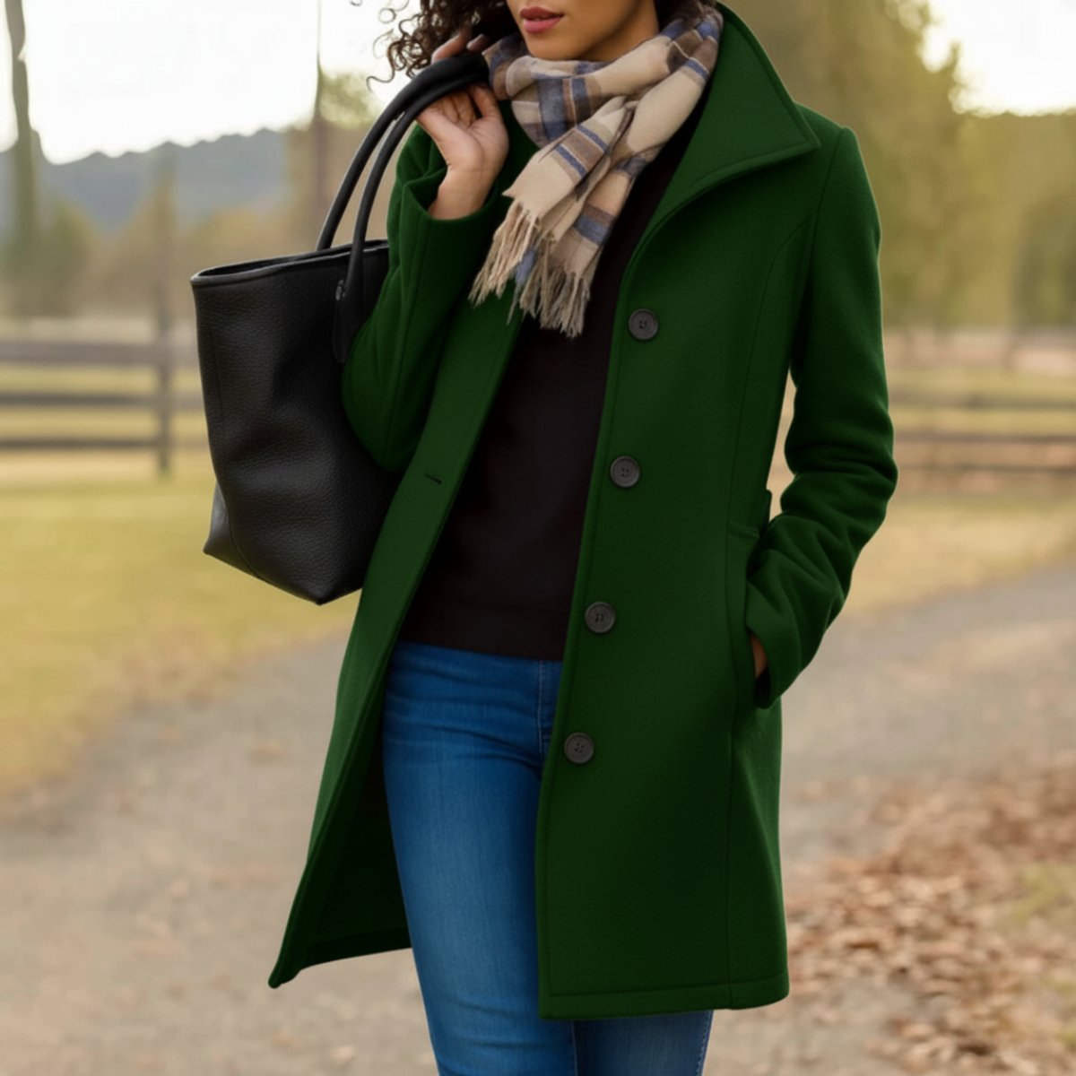 Emma | Women's Classic Mid-Length Single-Breasted Wool-Blend Coat
