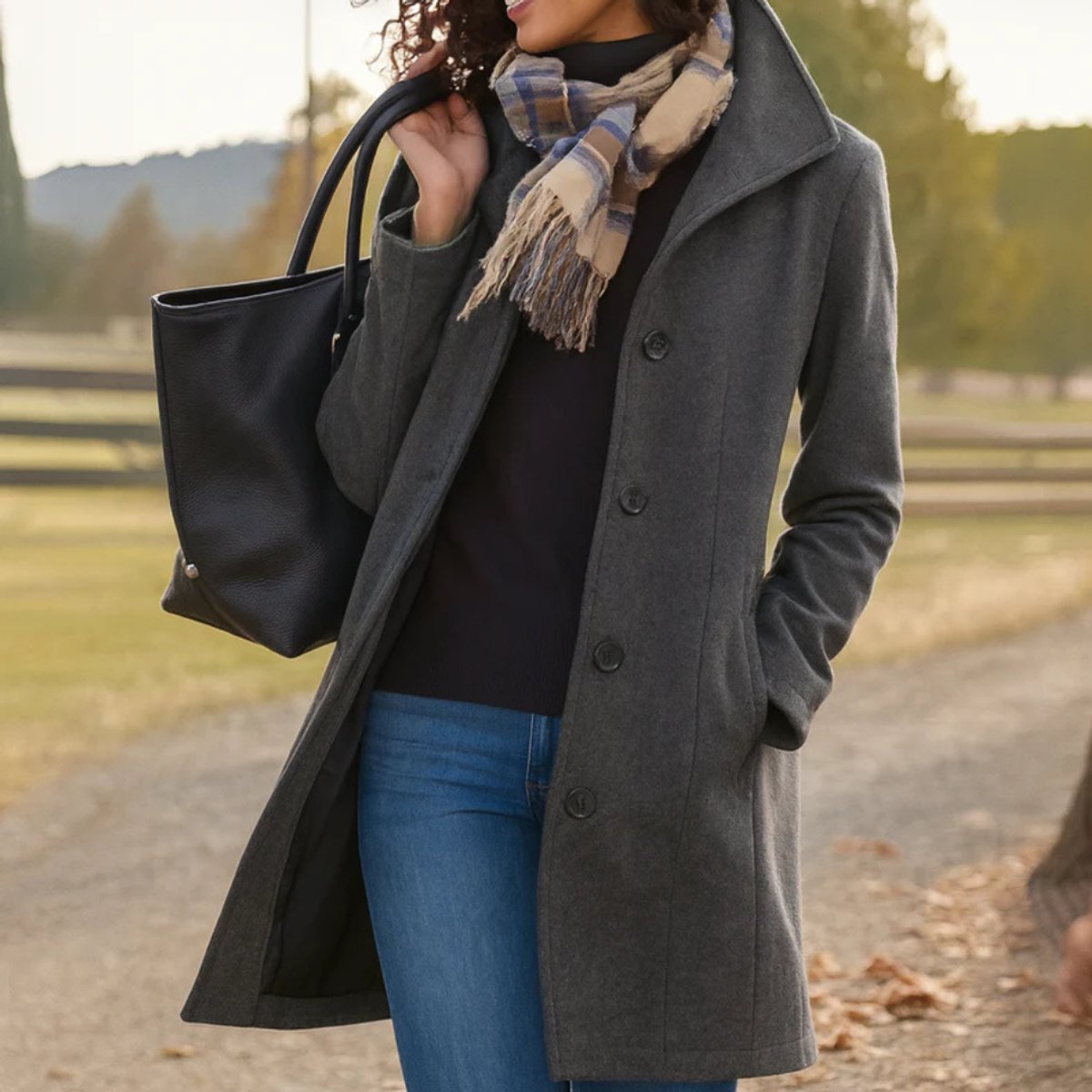 Emma | Women's Classic Mid-Length Single-Breasted Wool-Blend Coat