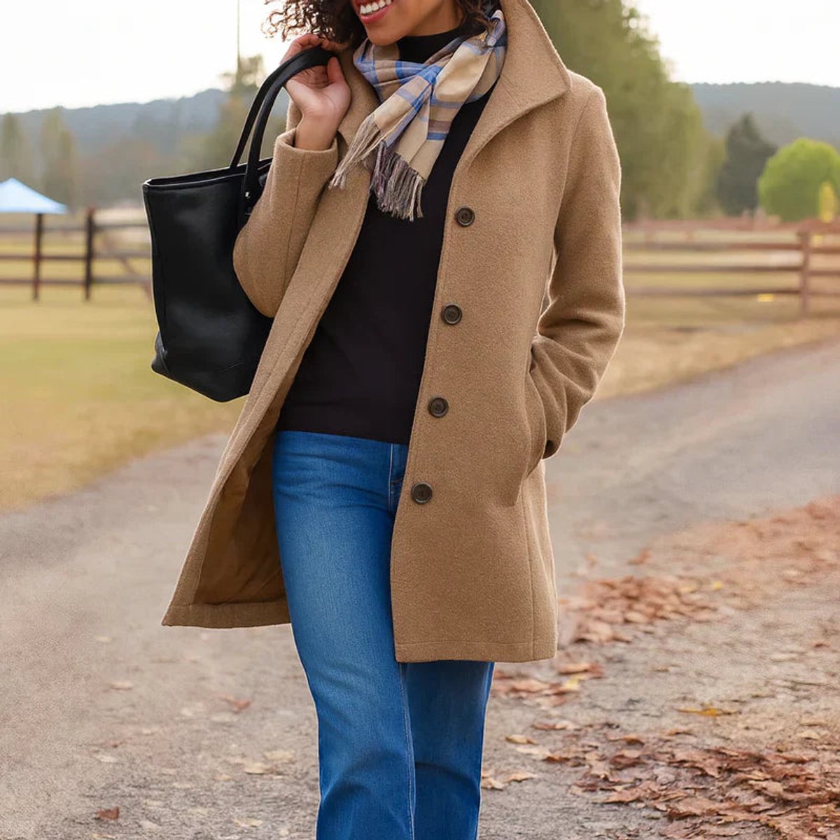 Emma | Women's Classic Mid-Length Single-Breasted Wool-Blend Coat