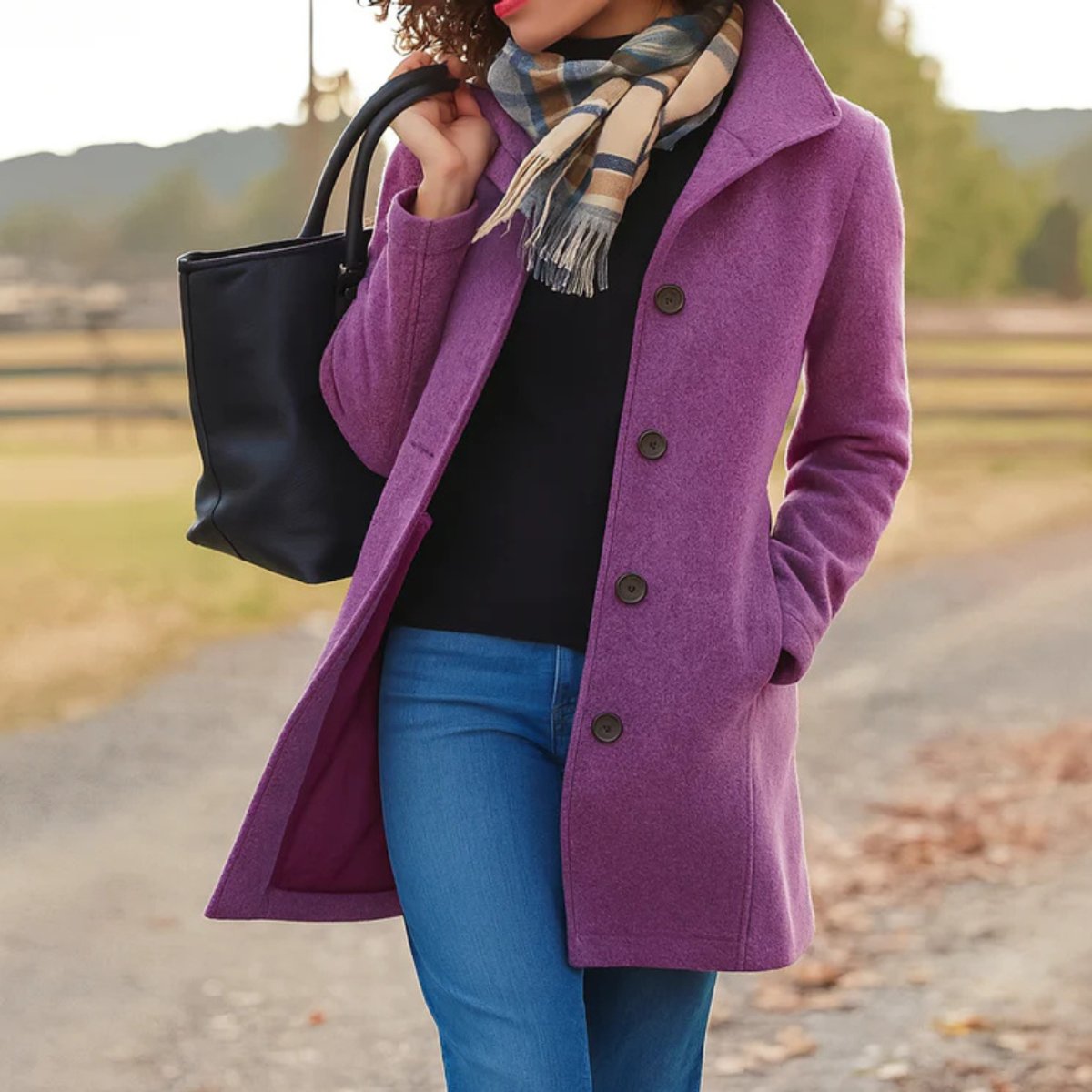 Emma | Women's Classic Mid-Length Single-Breasted Wool-Blend Coat