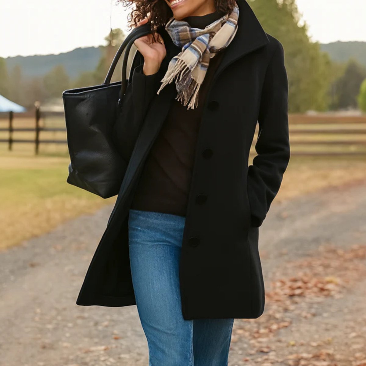Emma | Women's Classic Mid-Length Single-Breasted Wool-Blend Coat