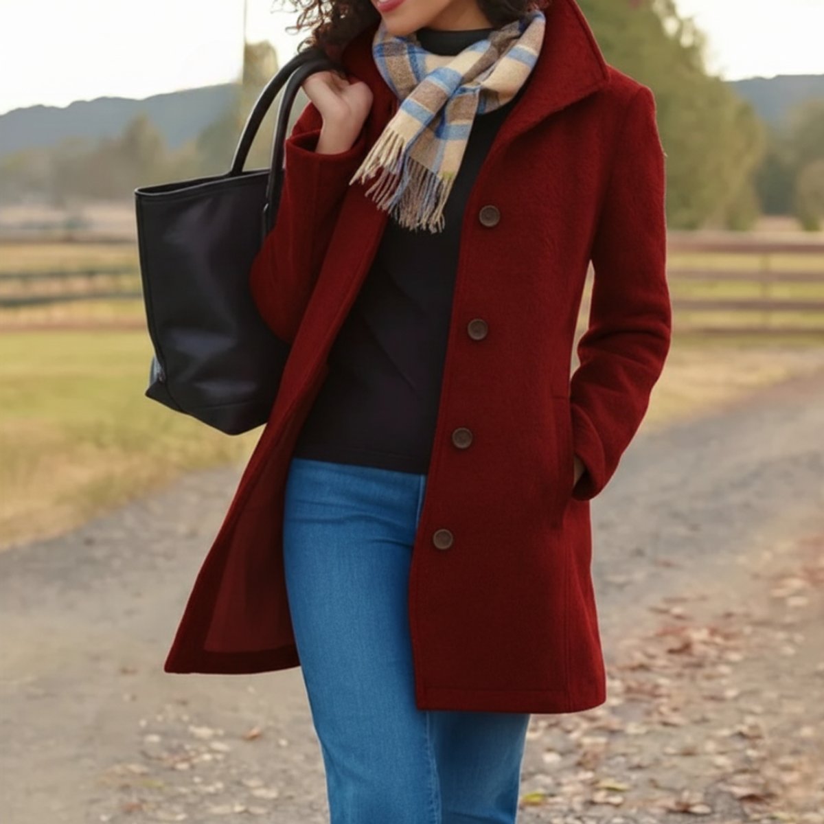 Emma | Women's Classic Mid-Length Single-Breasted Wool-Blend Coat