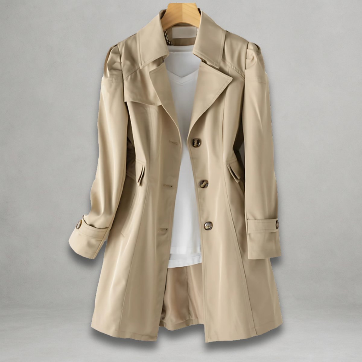 Scarlett | Women's Classic Single-Breasted Trench Coat Notch Lapel