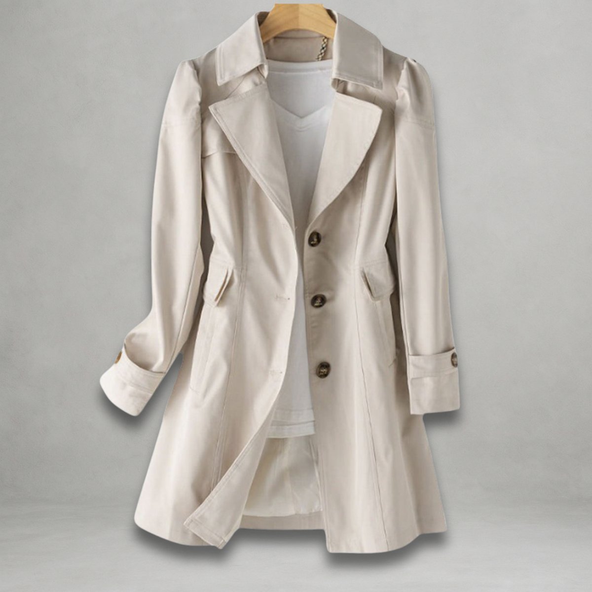 Scarlett | Women's Classic Single-Breasted Trench Coat Notch Lapel