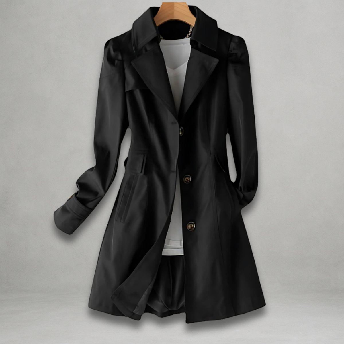 Scarlett | Women's Classic Single-Breasted Trench Coat Notch Lapel