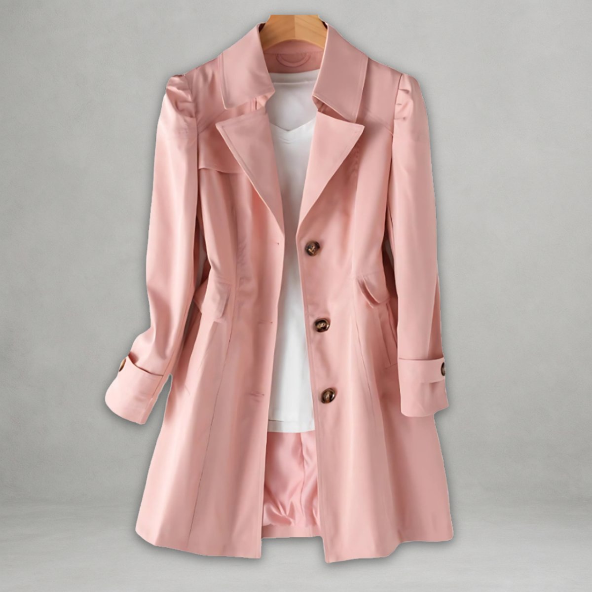 Scarlett | Women's Classic Single-Breasted Trench Coat Notch Lapel
