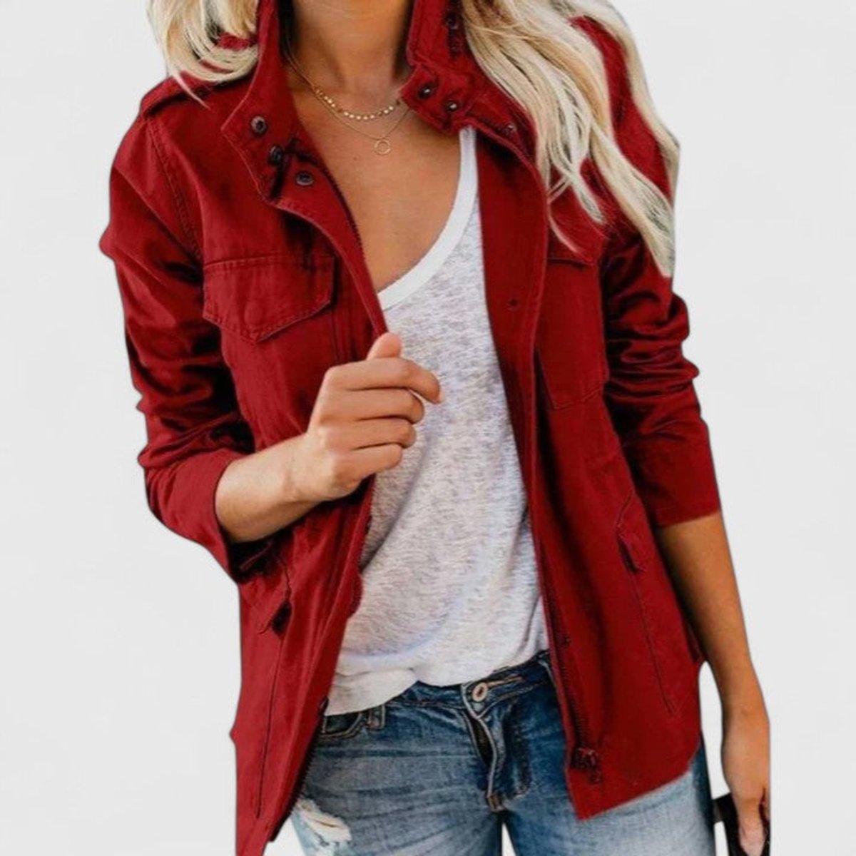 Luna | Women's Coat Lightweight Utility Jacket Drawstring Waist