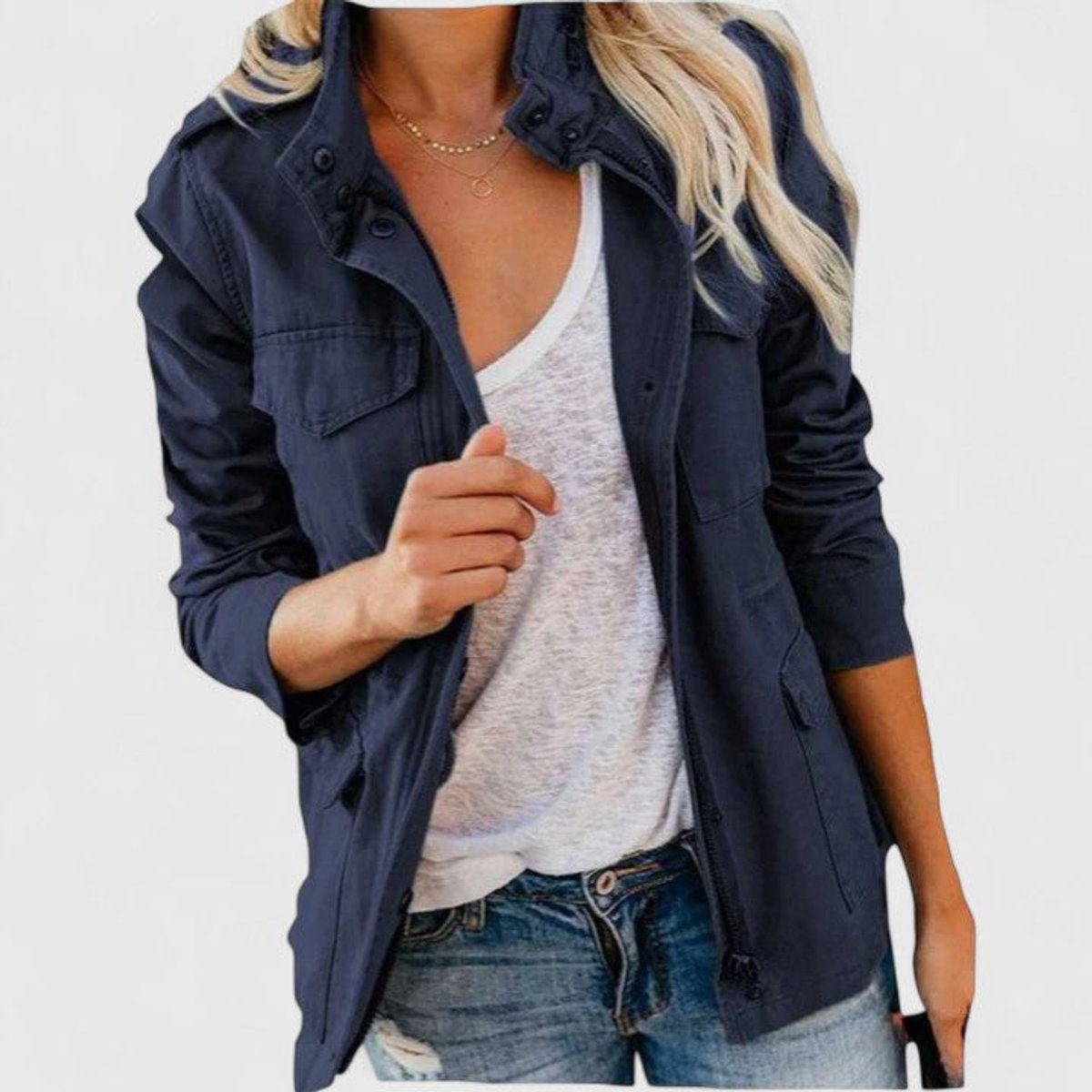 Luna | Women's Coat Lightweight Utility Jacket Drawstring Waist