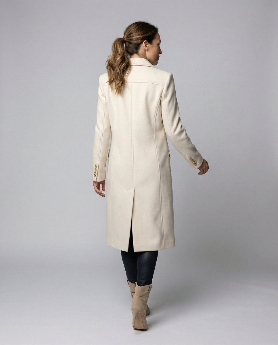Scarlett | Women's Double-Breasted Long-Sleeve Midi Overcoat
