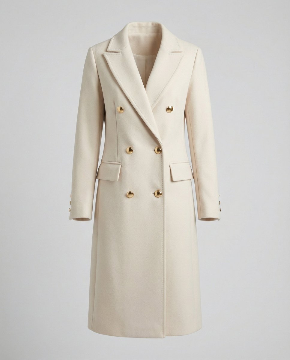 Scarlett | Women's Double-Breasted Long-Sleeve Midi Overcoat