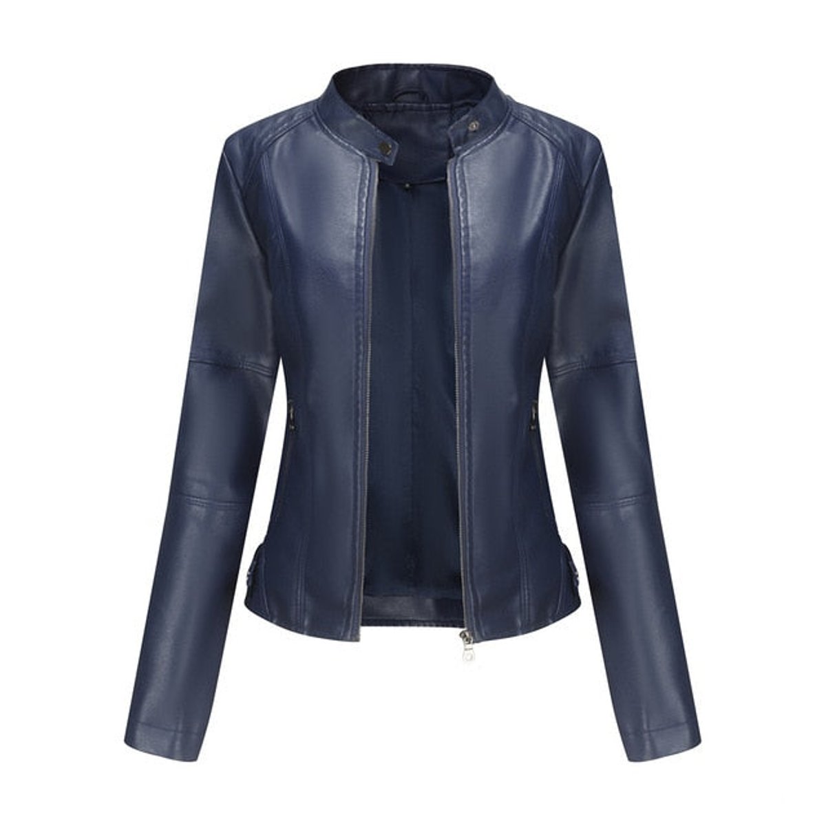 Madison | Women's Faux Leather Jacket Stand Collar Zip-Up Moto Jacket