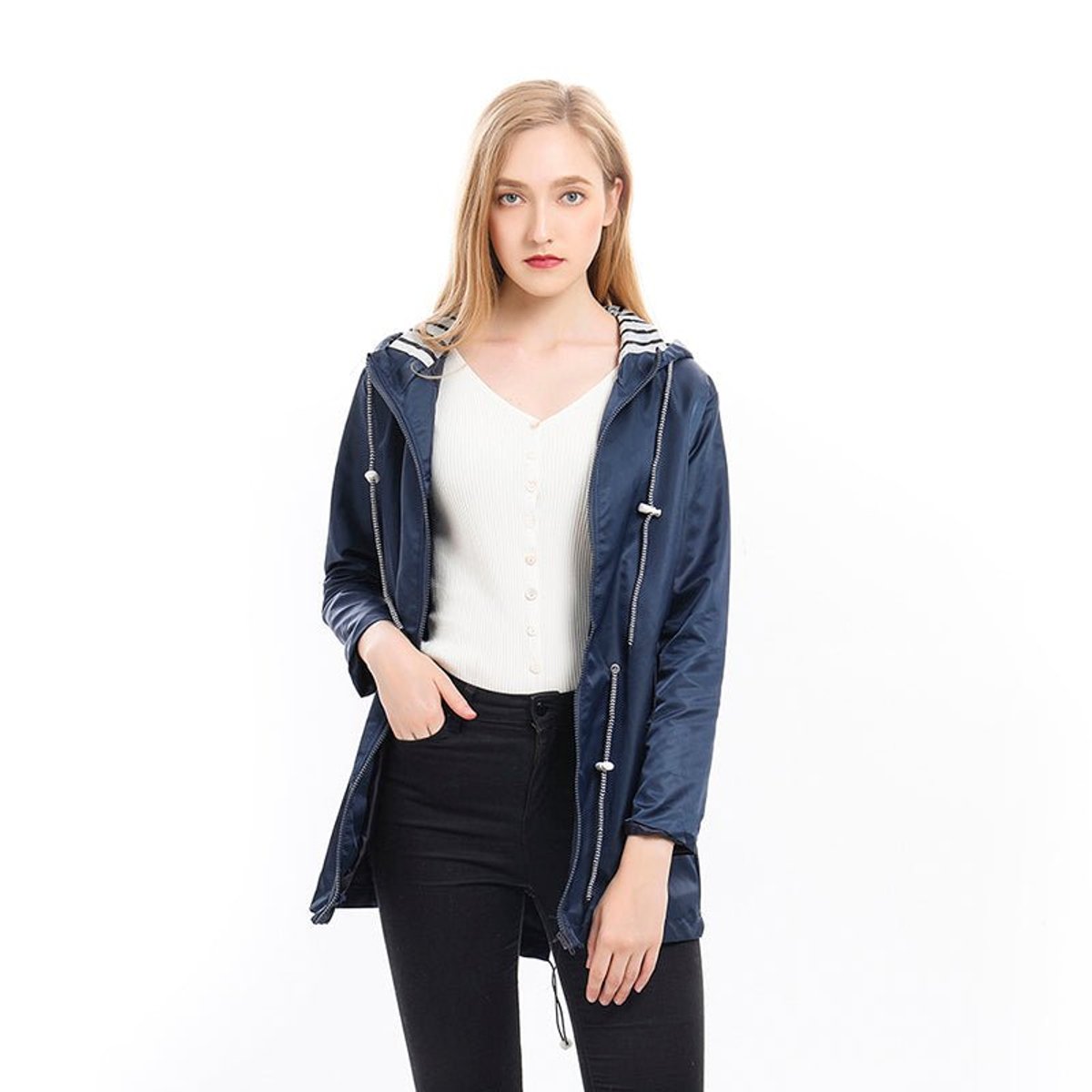Victoria | Women's Hooded Drawstring Waterproof Rain Coat