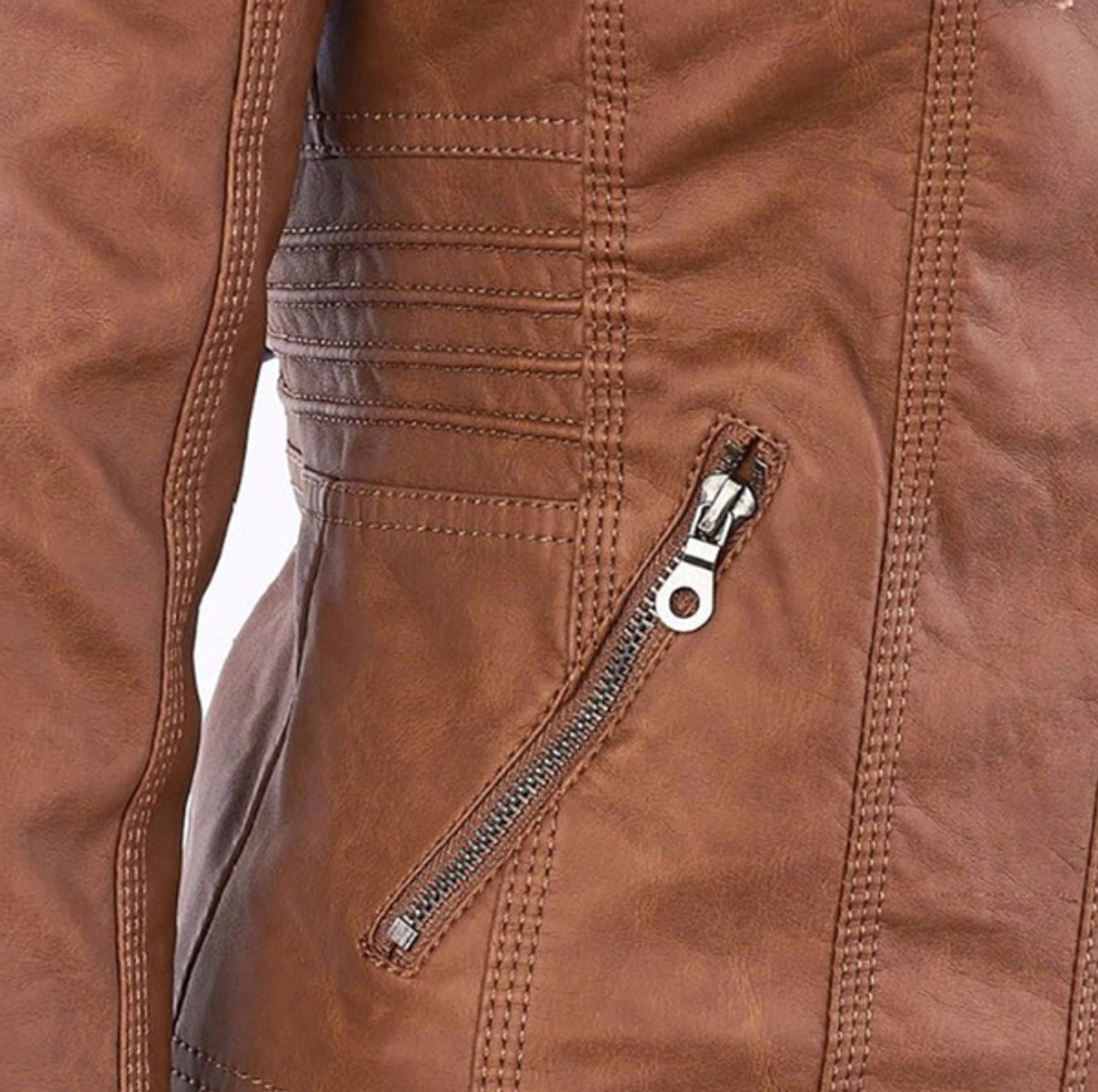 Victoria | Women's Hooded Faux Leather Moto Jacket Zip-Up