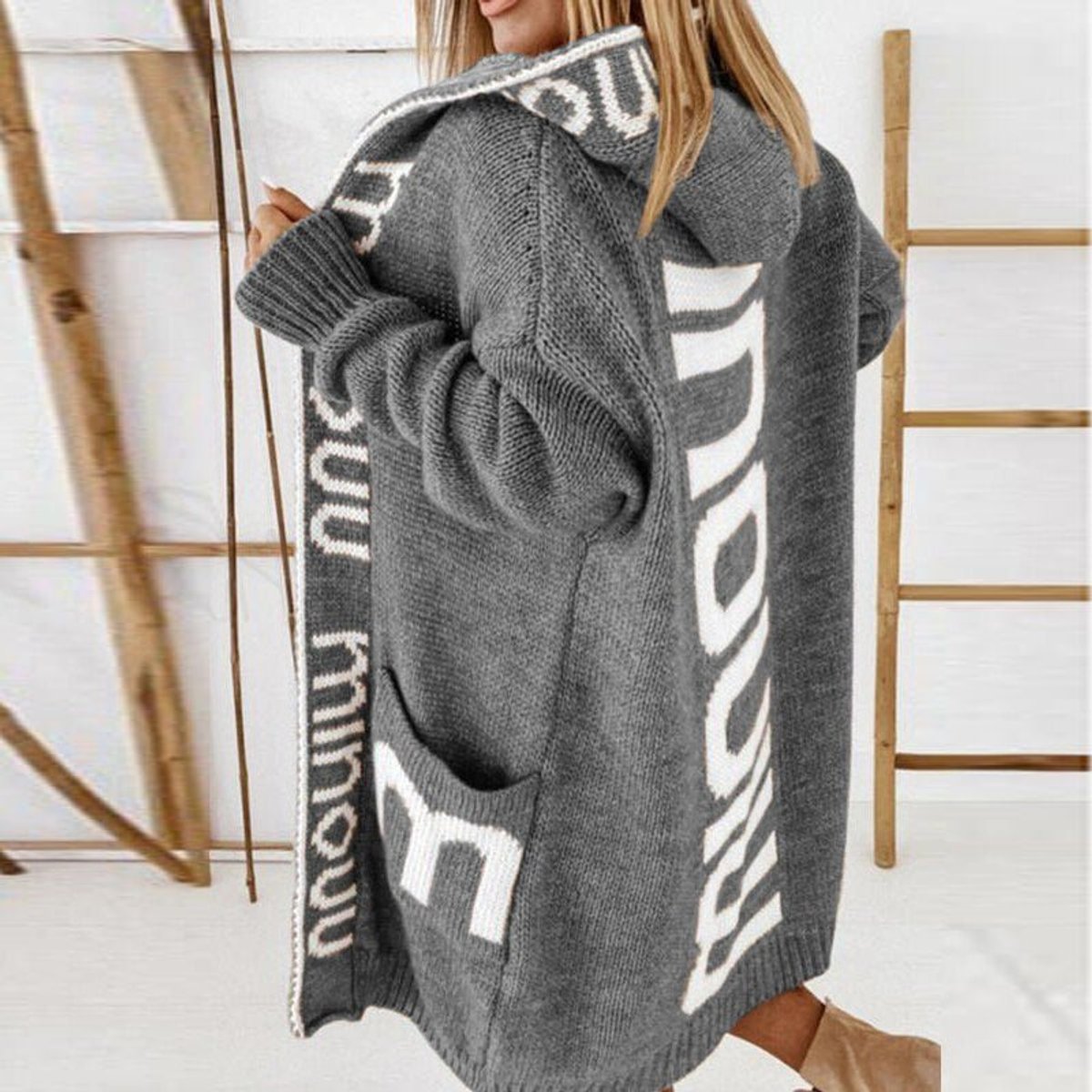Eleanor | Women's Hooded Open-Front Knit Cardigan Sweater Jacket