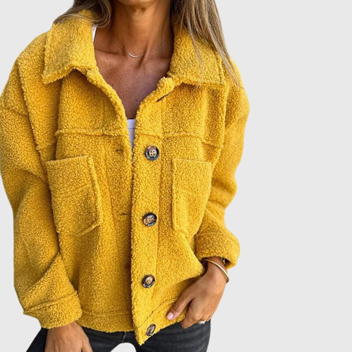 Madison | Women's Jacket Cozy Button-Front Sherpa Fleece Coat