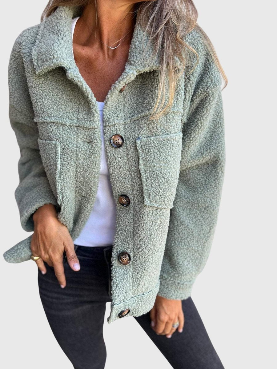 Madison | Women's Jacket Cozy Button-Front Sherpa Fleece Coat