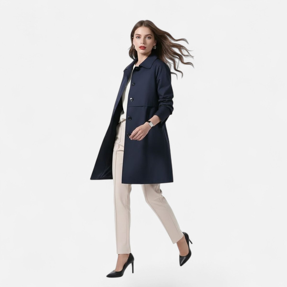 Mia | Women's Mid-Length Wool-Blend Double-Breasted Trench Coat