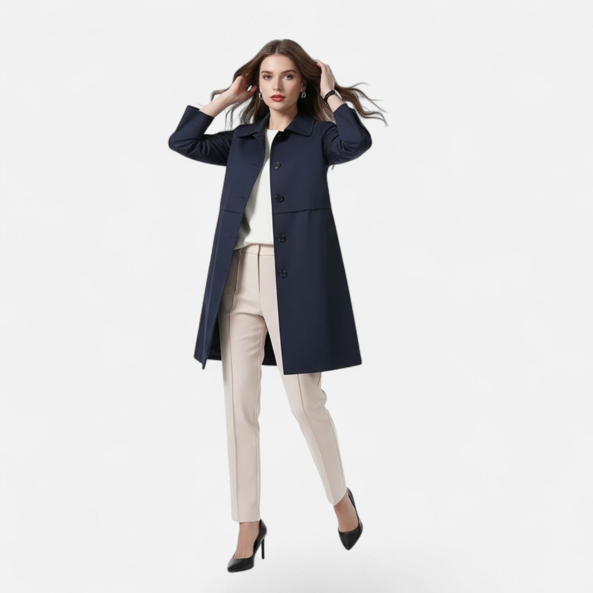 Mia | Women's Mid-Length Wool-Blend Double-Breasted Trench Coat