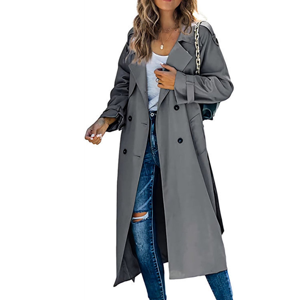 Layla | Women's Oversized Double-Breasted Belted Longline Trench Coat