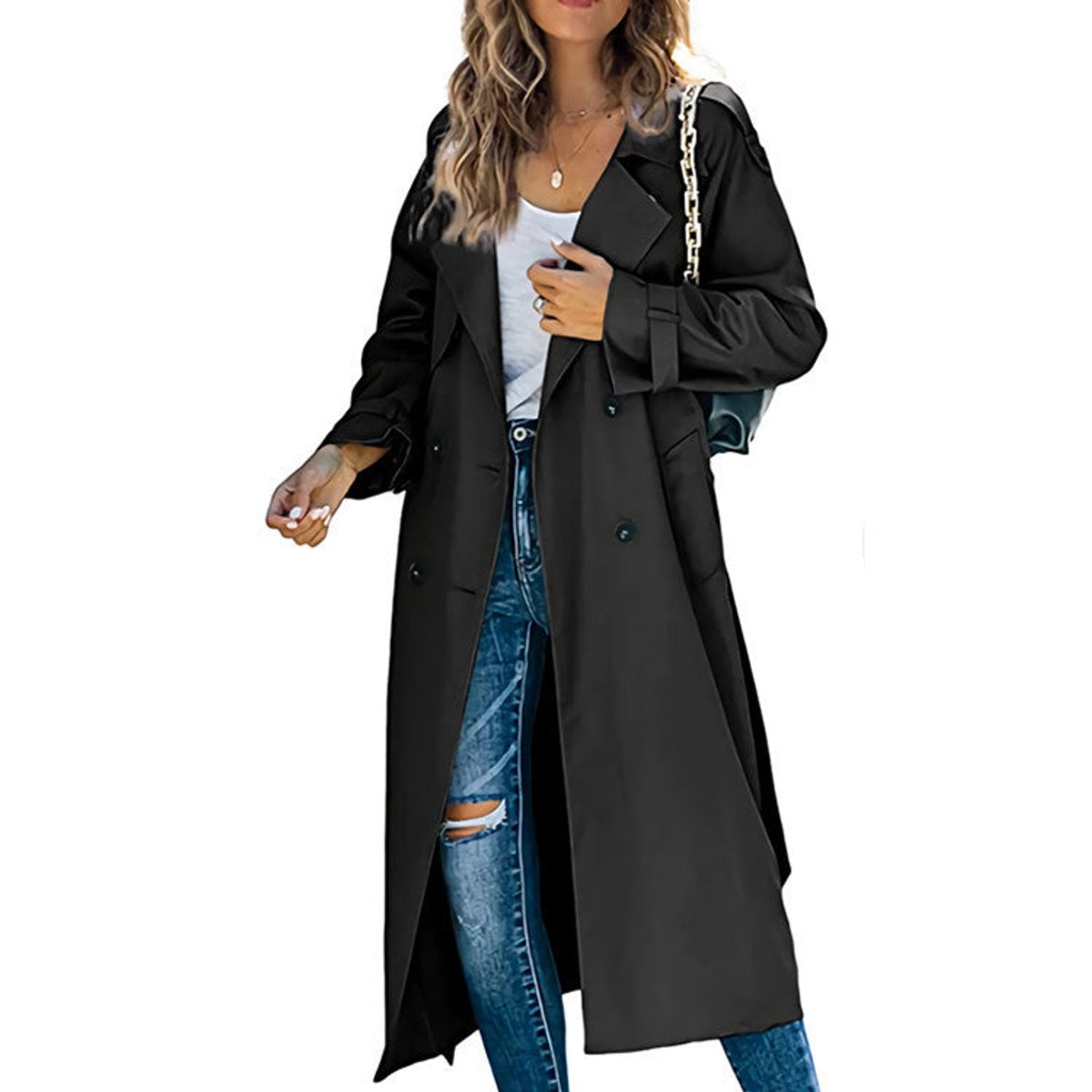 Layla | Women's Oversized Double-Breasted Belted Longline Trench Coat