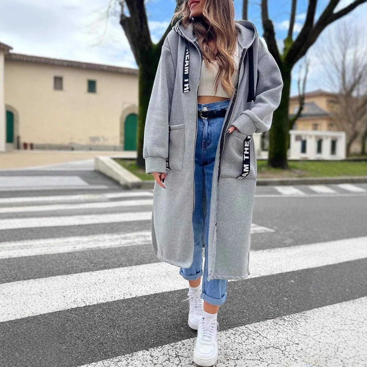 Aria | Women's Oversized Long Hooded Zip-Up Coat