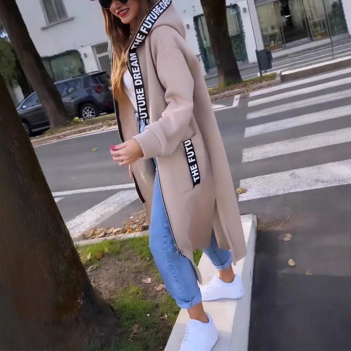 Aria | Women's Oversized Long Hooded Zip-Up Coat