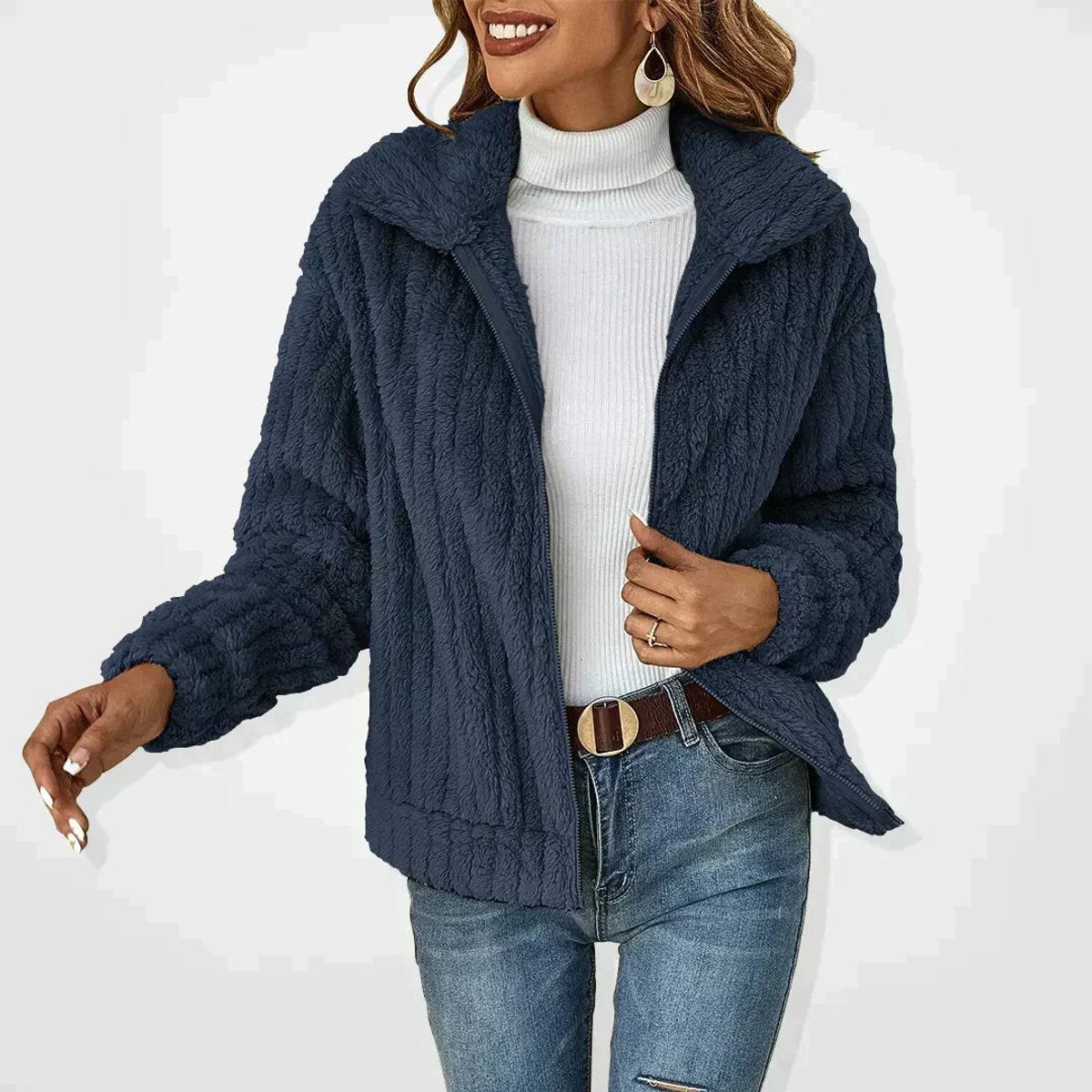 Isabella | Women's Quilted Jacket Fluffy Zip-Up Plush Fleece Coat