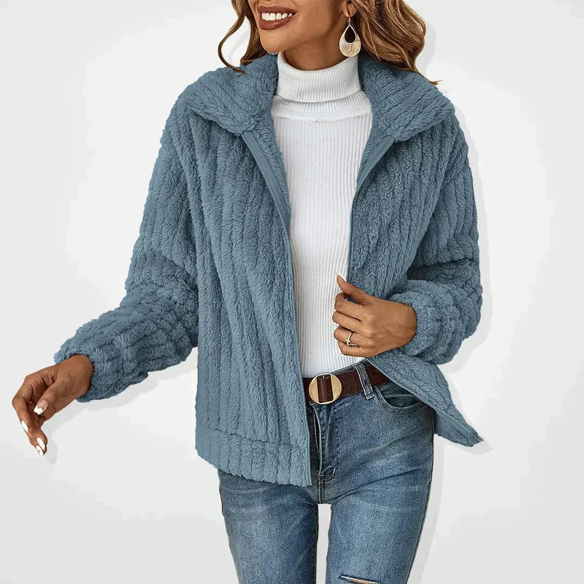 Isabella | Women's Quilted Jacket Fluffy Zip-Up Plush Fleece Coat