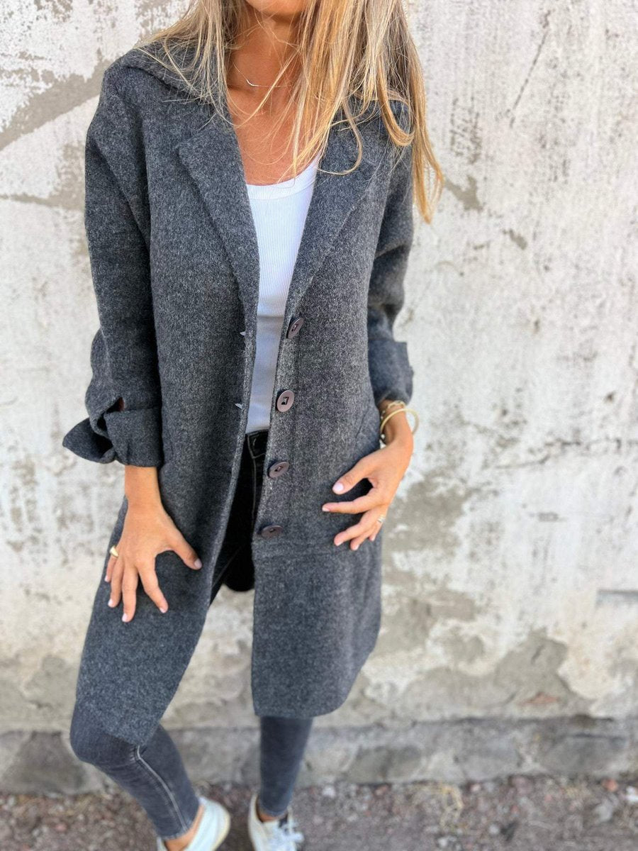 Harper | Women's Relaxed-Fit Long Button-Front Lapel Coat