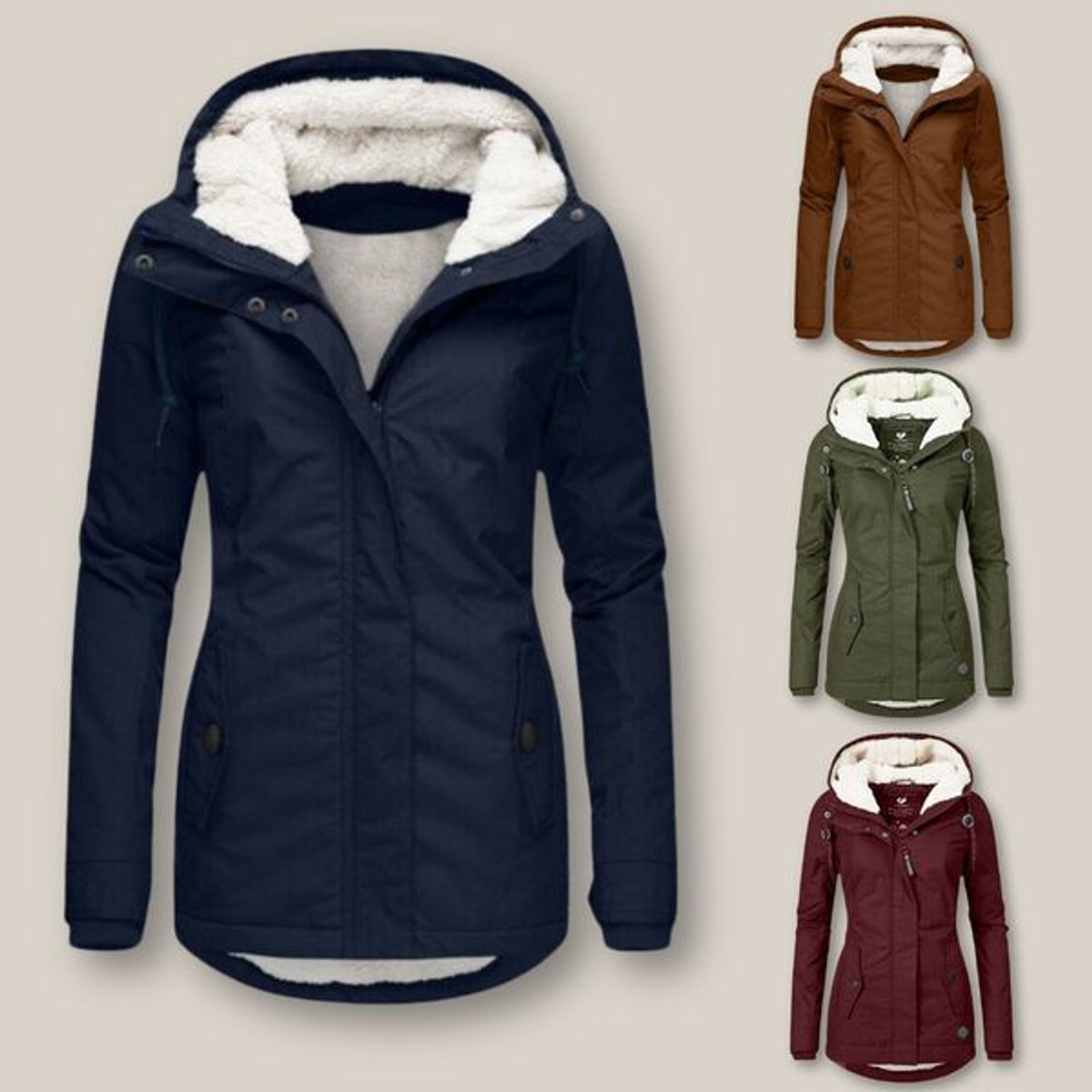 Harper | Women's Sherpa-Lined Hooded Quilted Jacket Fleece Winter Coat