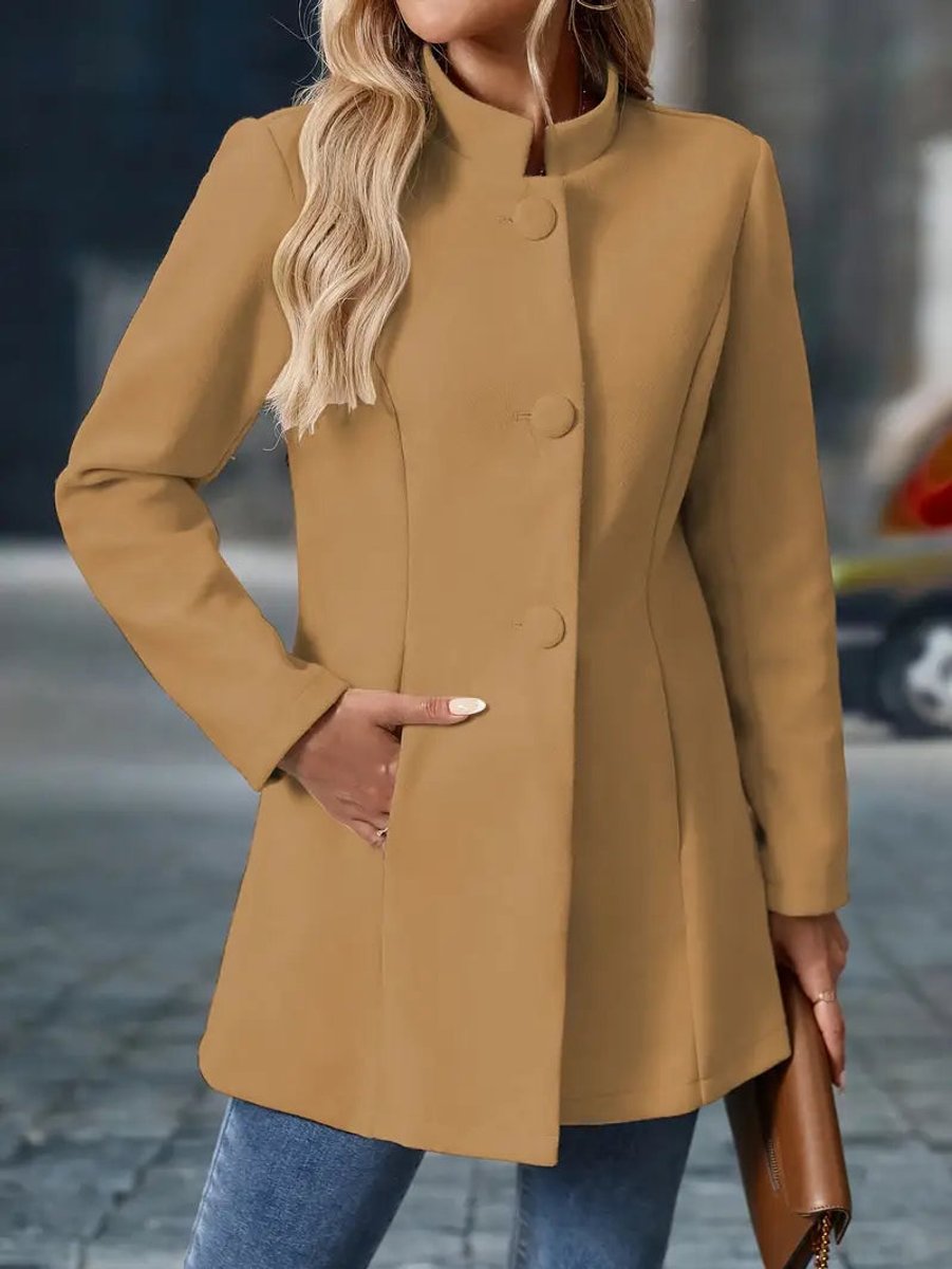 Layla | Women's Stand-Collar Button-Front Longline Blazer Coat