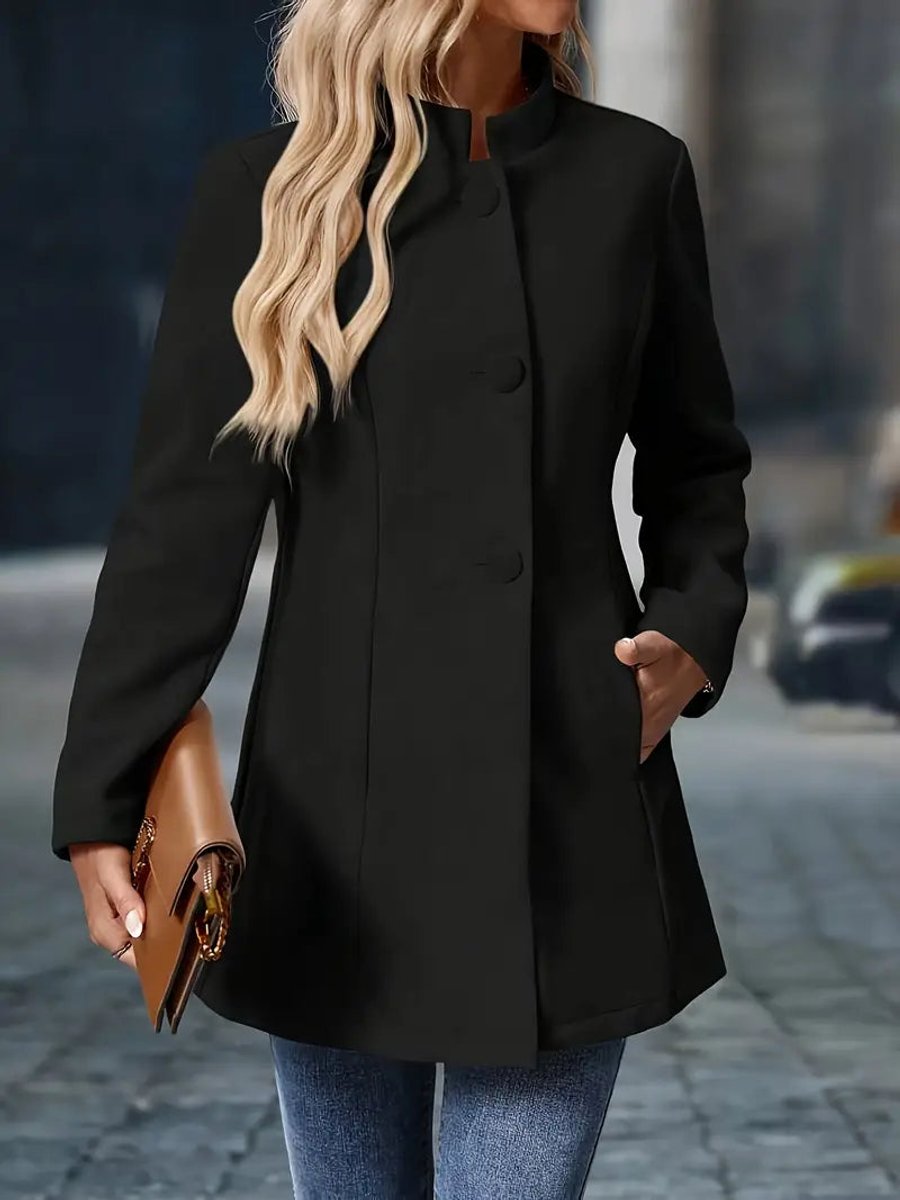 Layla | Women's Stand-Collar Button-Front Longline Blazer Coat
