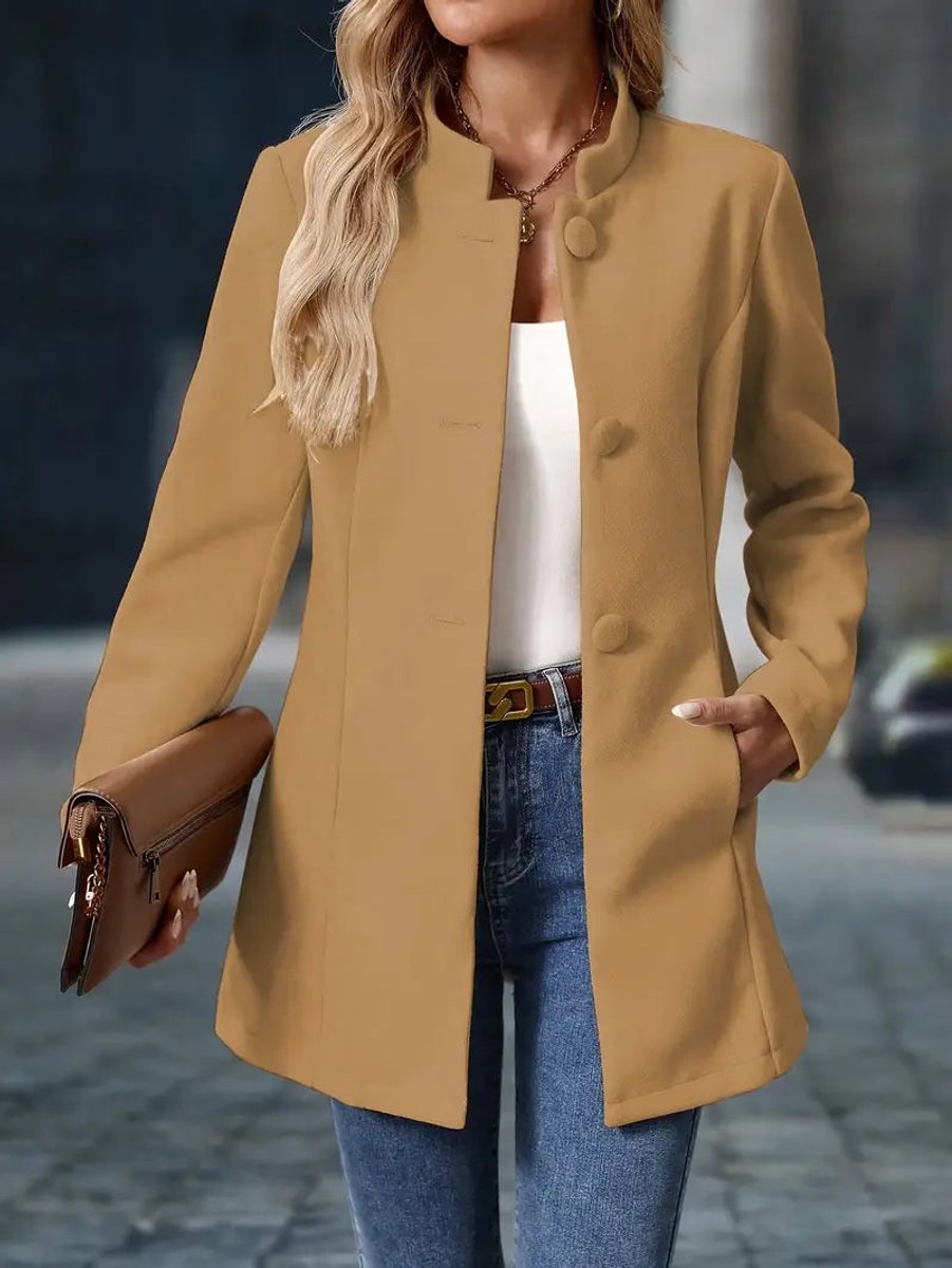 Layla | Women's Stand-Collar Button-Front Longline Blazer Coat
