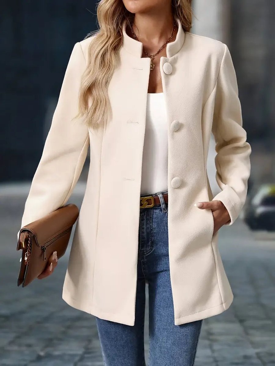 Layla | Women's Stand-Collar Button-Front Longline Blazer Coat