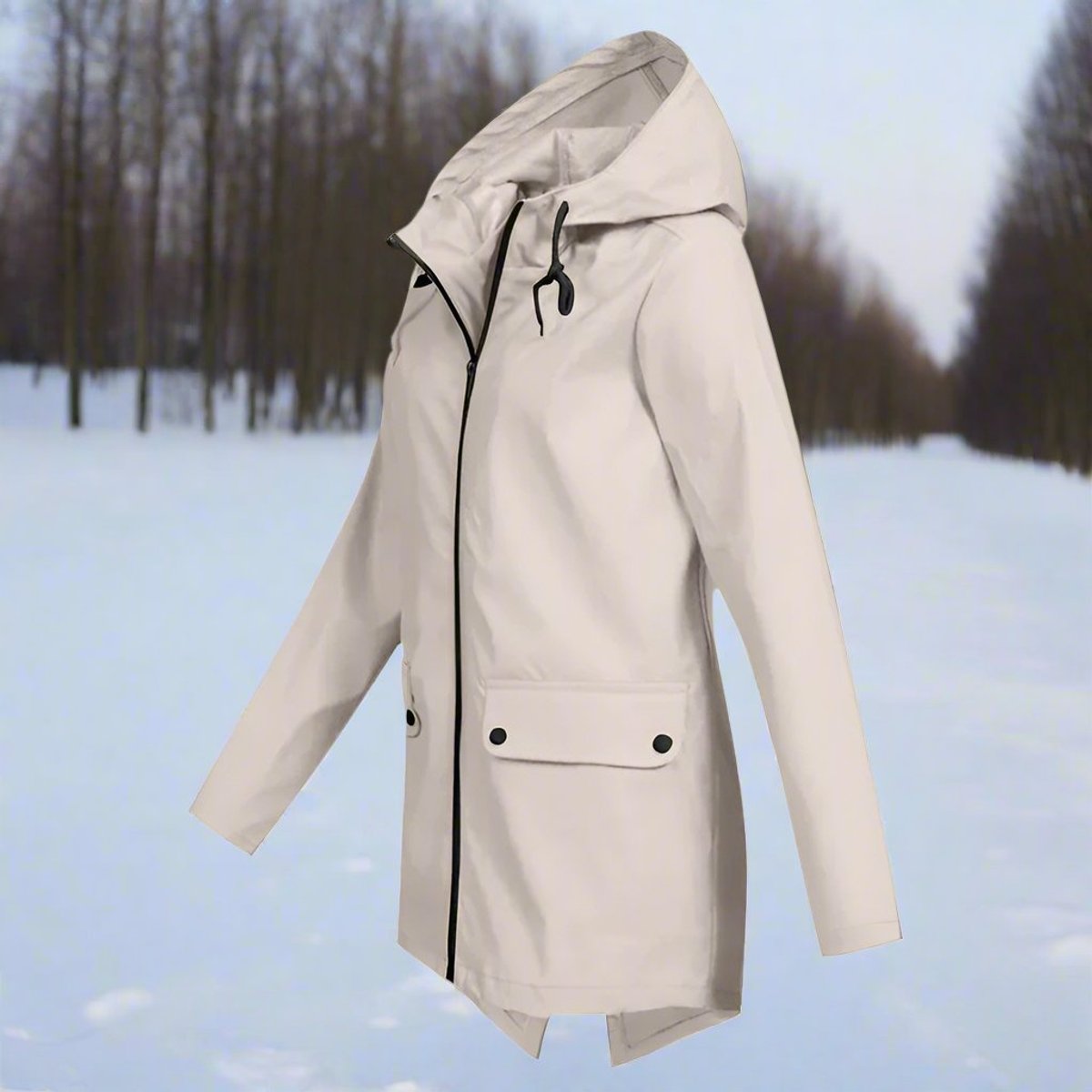Layla | Women's Waterproof Hooded Rain Jacket Zip-Up Longline