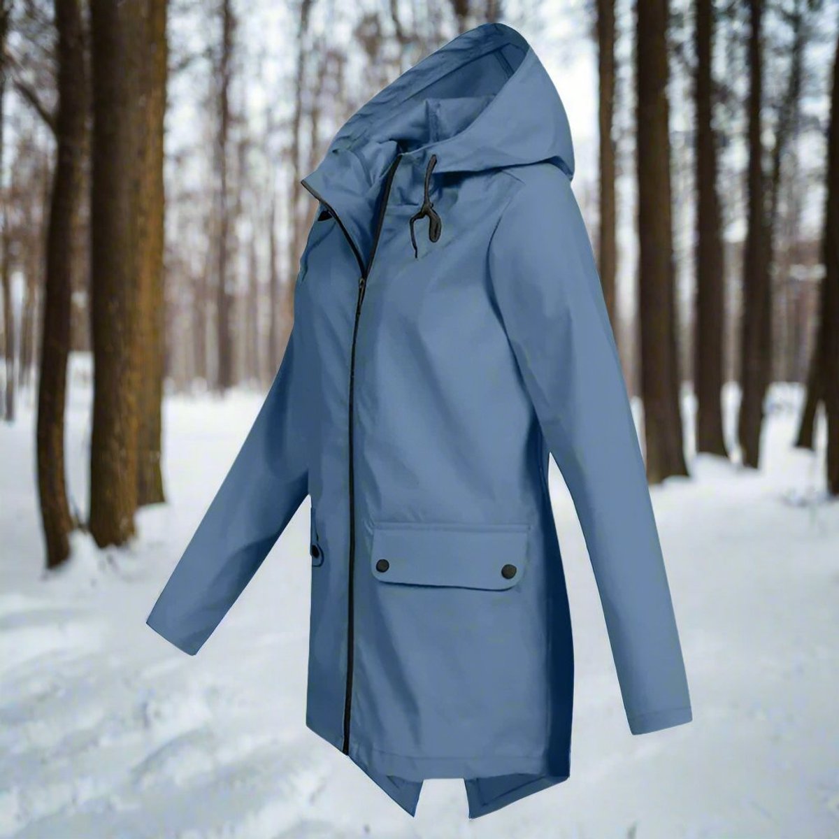 Layla | Women's Waterproof Hooded Rain Jacket Zip-Up Longline