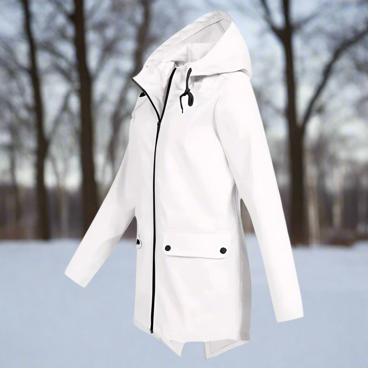 Layla | Women's Waterproof Hooded Rain Jacket Zip-Up Longline